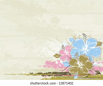 bouquet of hibiscus on beige background