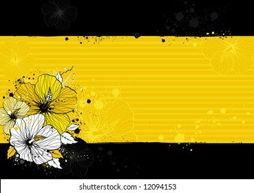 bouquet of hibiscus on black background, vector