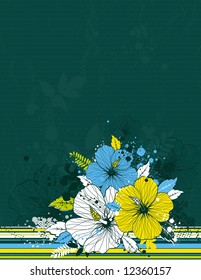 bouquet of hibiscus on green background