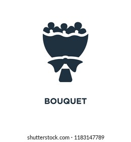 Bouquet icon. Black filled vector illustration. Bouquet symbol on white background. Can be used in web and mobile.