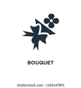 Bouquet icon. Black filled vector illustration. Bouquet symbol on white background. Can be used in web and mobile.