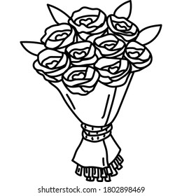 Bouquet Icon. Doddle Hand Drawn or Black Outline icon Style.