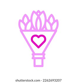 Bouquet icon duocolor pink style valentine illustration vector element and symbol perfect. Icon sign from modern collection for web.