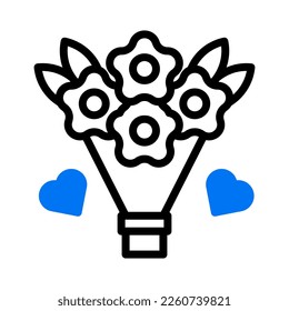 Bouquet icon duotone blue style valentine illustration vector element and symbol perfect. Icon sign from modern collection for web.