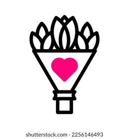 Bouquet icon duotone red style valentine illustration vector element and symbol perfect. Icon sign from modern collection for web.