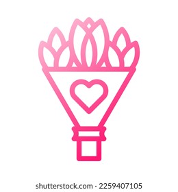 Bouquet icon gradient red style valentine illustration vector element and symbol perfect. Icon sign from modern collection for web.