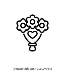   Bouquet Icon, Isolated Wedding Outline Icon With White Background, Perfect For Website, Blog, Logo, Graphic Design, Social Media, UI, Mobile App, EPS 10 Vector Illustration