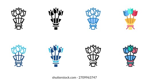 Conjunto de iconos de ramo colección de Vector de estilo múltiple. Trazo editable 
