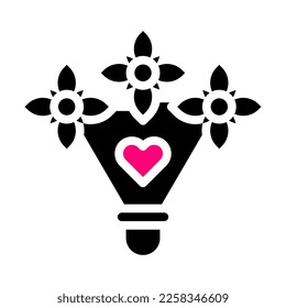 Icono de Bouquet sólido estilo rosa negro valentina ilustración elemento vector y símbolo perfecto. Signo de icono de la colección moderna para la web.