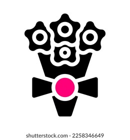 Bouquet icon solid black pink style valentine illustration vector element and symbol perfect. Icon sign from modern collection for web.
