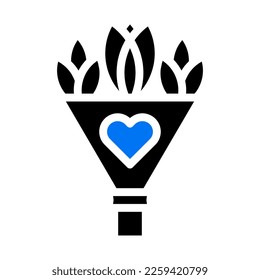 Icono de Bouquet elemento vector de ilustración azul sólido negro y símbolo perfecto. Signo de icono de la colección moderna para la web.