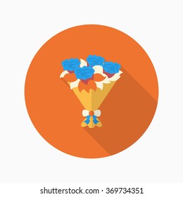 Bouquet icon, Vector flat long shadow design.Fall in love