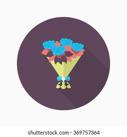 Bouquet icon, Vector flat long shadow design.Fall in love