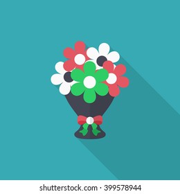 Bouquet icon , Vector flat long shadow design.