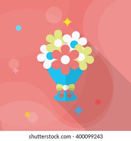 Bouquet icon , Vector flat long shadow design.