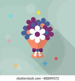 Bouquet icon , Vector flat long shadow design.