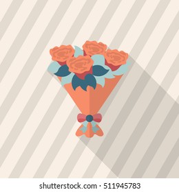 Bouquet icon, Vector flat long shadow design.Fall in love