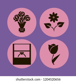 bouquet icon. bouquet vector icons set wedding ring, flower, rose bouquet and tulip