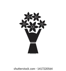 Bouquet Icon Vector. Simple flat symbol. Perfect Black pictogram illustration on white background