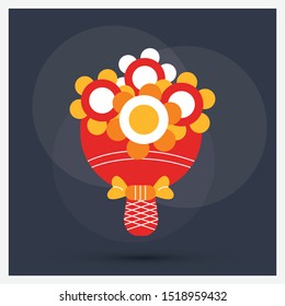 Bouquet Icon Vector. Simple flat symbol. Perfect Black pictogram illustration on white background