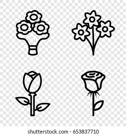 Bouquet Icons Set. Set Of 4 Bouquet Outline Icons Such As