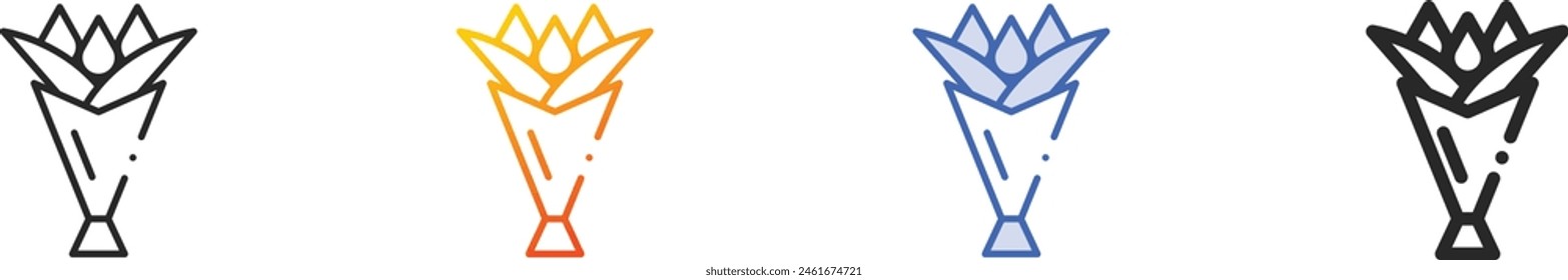 Bouquet-Symbol. Dünne lineare, Verlaufs-, blaue Kontur und fett Stil Design isoliert auf weißem Hintergrund