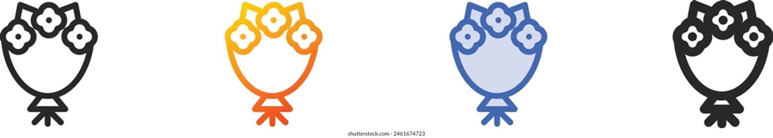 bouquet icon.Thin Linear, Gradient, Blue Stroke and bold Style Design Isolated On White Background