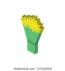 Bouquet isometric left top view 3D icon