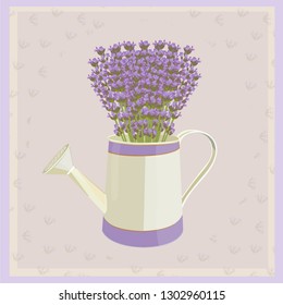 Bouquet of lavender flowers. Card. Vector illustration. 