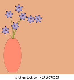 A bouquet of lilac flowers in a vase on a beige background, a postcard or an application, a picture for burning
