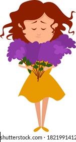 Bouquet of liliacs, illustration, vector on white background