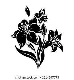 Bouquet Lilies Silhouette Without Background Isolated Stock Vector ...