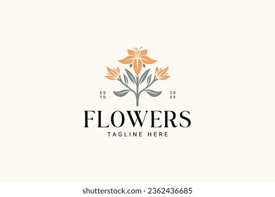 Bouquet of lily flowers logo vector graphic for florist boutique and cosmetic