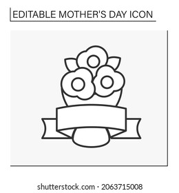 Bouquet line icon. Surprises for holiday. Flowers in honor of mother. Special family day. Mother day concept. Isolated vector illustration. Editable stroke