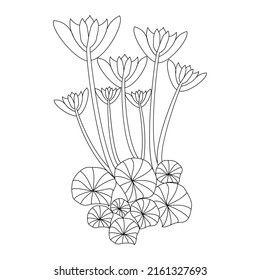 bouquet of lotus and leaves pencil art of flowering coloring page for kids crayon drawing