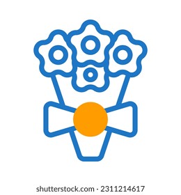 Bouquet love icon duotone blue orange style valentine illustration vector element and symbol perfect.