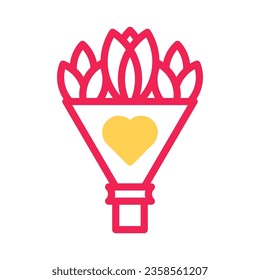 Bouquet love icon duotone yellow red valentine illustration vector element and symbol perfect.