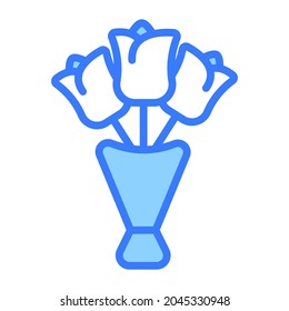 bouquet, Love Propose Icon, simple design blue line icon.