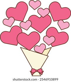 A bouquet made of lots of hearts