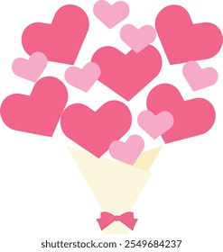 A bouquet made of lots of hearts
