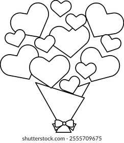 A bouquet made of lots of hearts