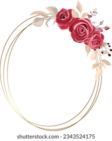 Bouquet with maroon roses. Floral design decoration for greeting card or wedding.