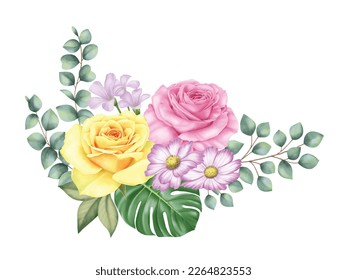 Bouquet of mixed roses in colorful