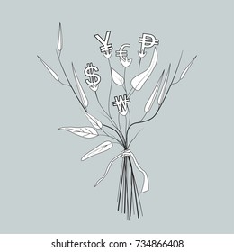 Bouquet money.Financial gift concept.vector ,illustration.