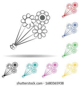 Bouquet multi color set icon. Simple thin line, outline of theatre icons for ui and ux, website or mobile application