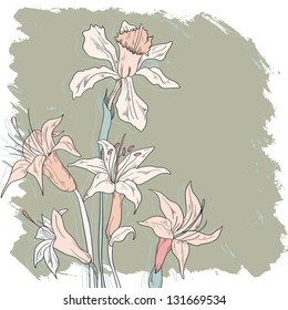 bouquet of narcissus and lilies