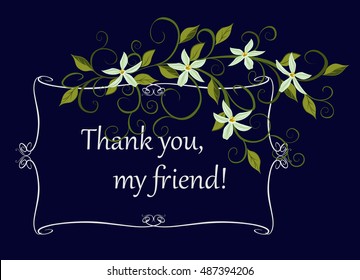 A bouquet of orchids. Background for text with white flowers orchids. Vector illustration of Curling vines of the orchids of vanilla.