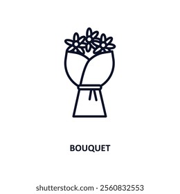 bouquet outline icon.  Thin line icon from education collection. Editable vector isolated on white background