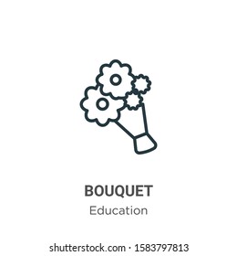 Bouquet outline vector icon. Thin line black bouquet icon, flat vector simple element illustration from editable graduation and education concept isolated on white background