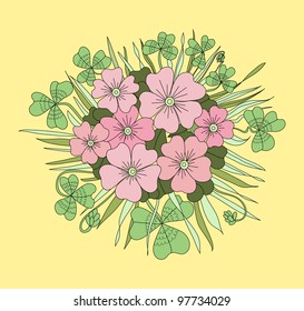 Bouquet from Oxalis and leaves